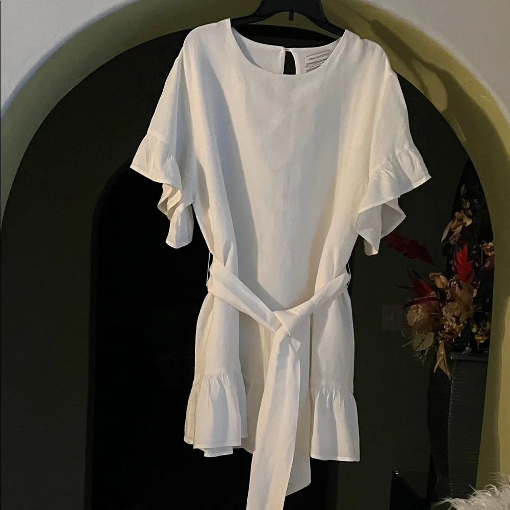 Urban Outfitters White Ruffle Mini Dress - Picture 1 of 5